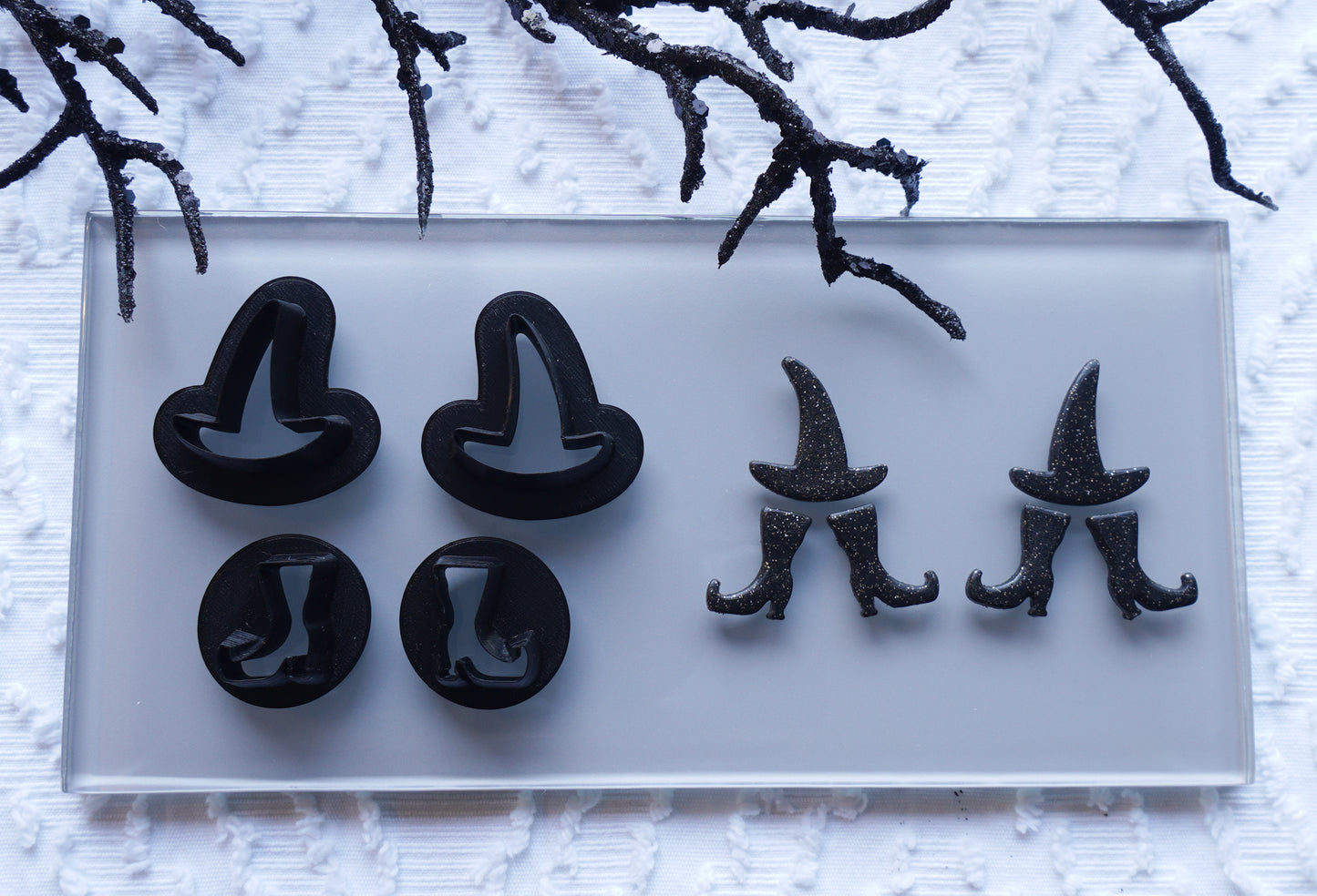 Witch Hat & Boots Dangle Clay Cutter Set