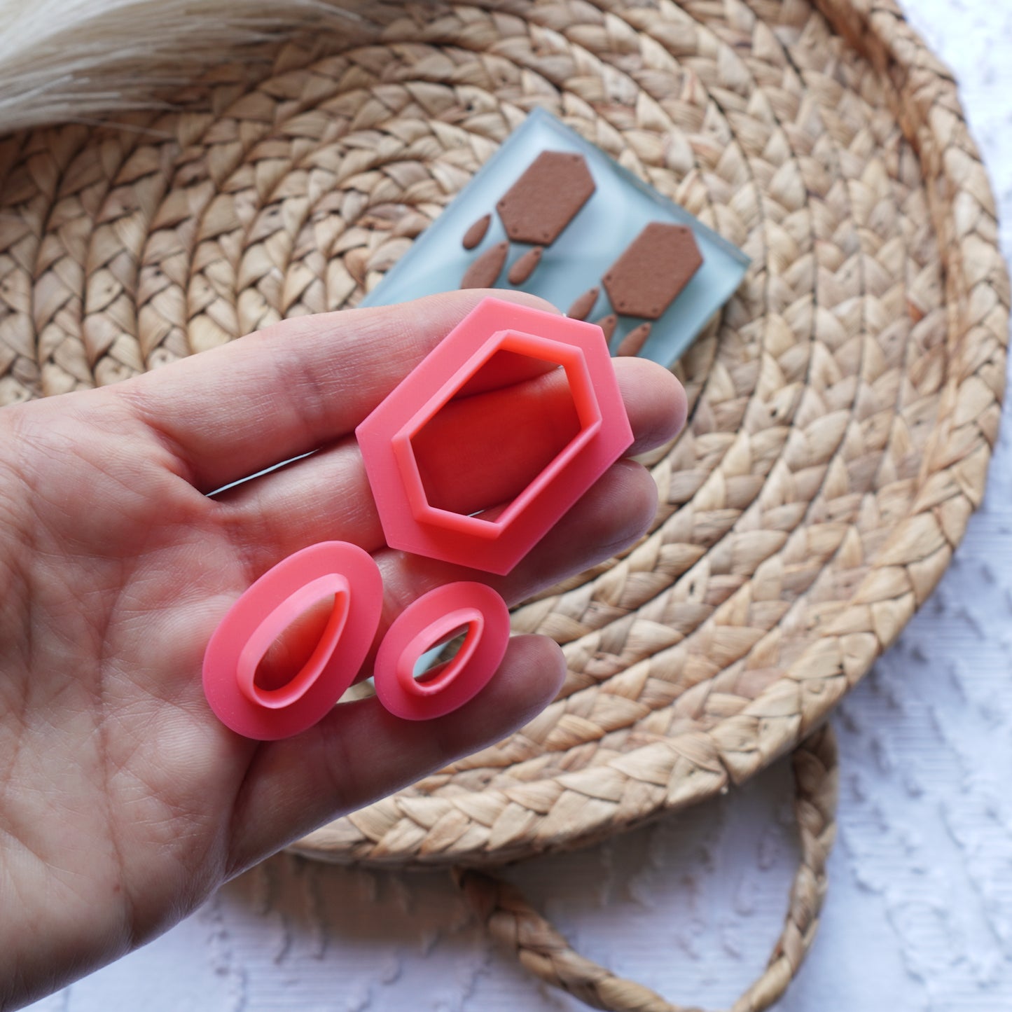 Elongated Hexagon Dangle Clay Cutter Set