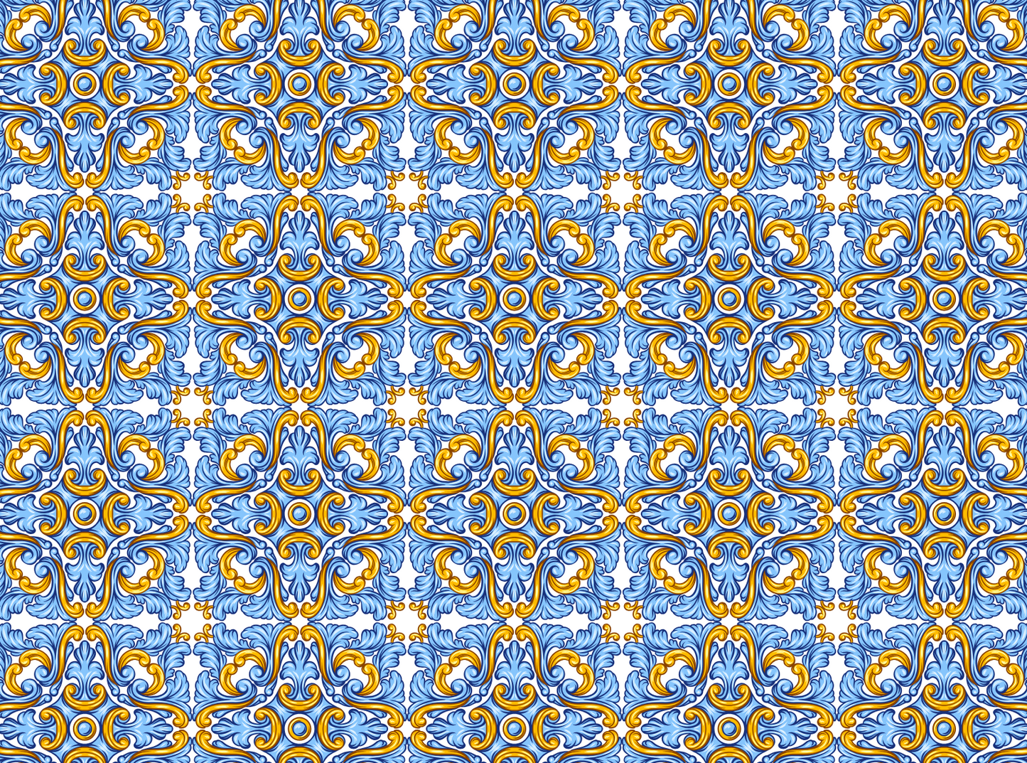 Italian Blue & Yellow Tile 4 Transfer Paper