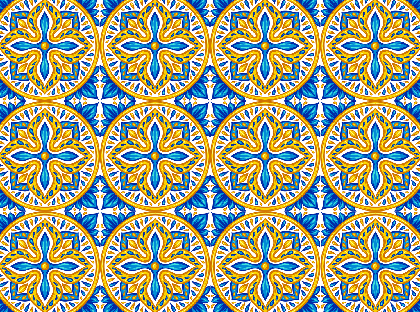 Italian Blue & Yellow Tile Transfer Paper