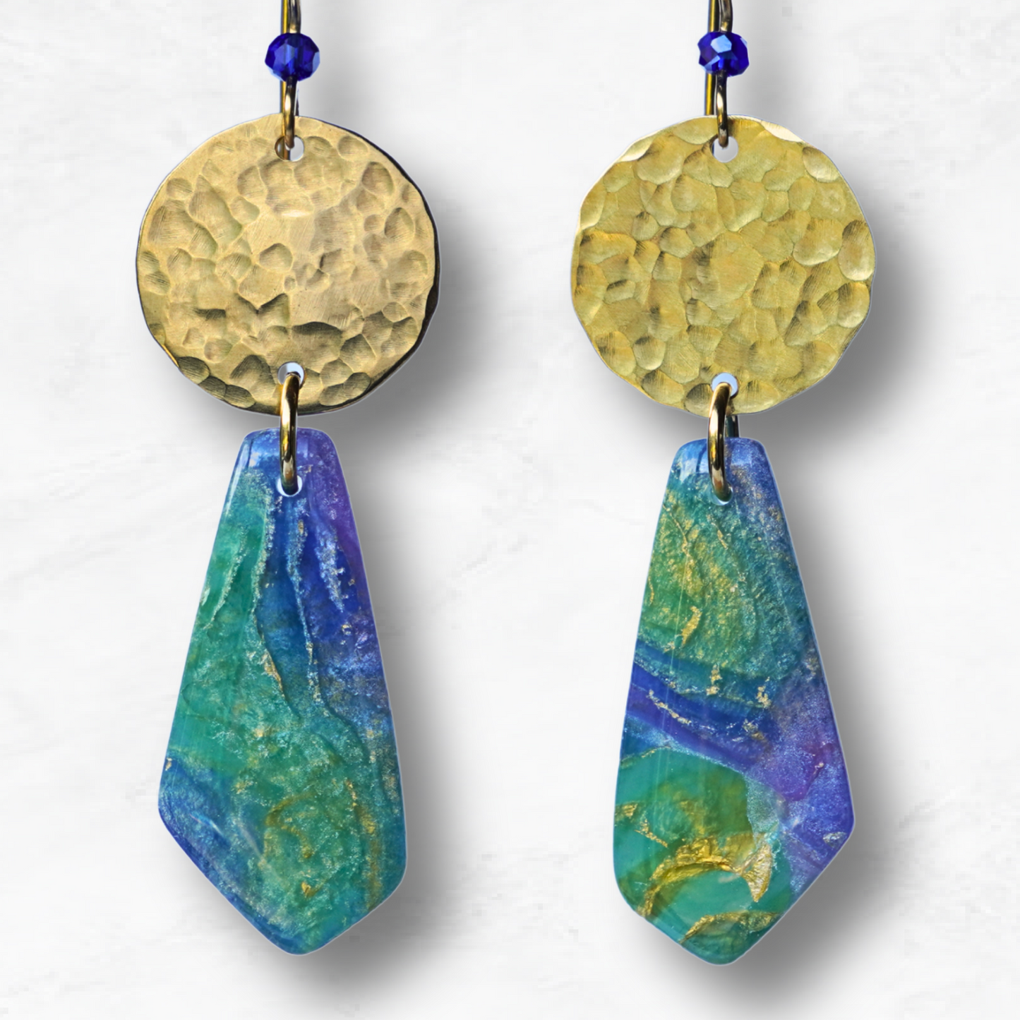 Lunara Earrings – Handcrafted Brass & Polymer Clay Statement Dangles