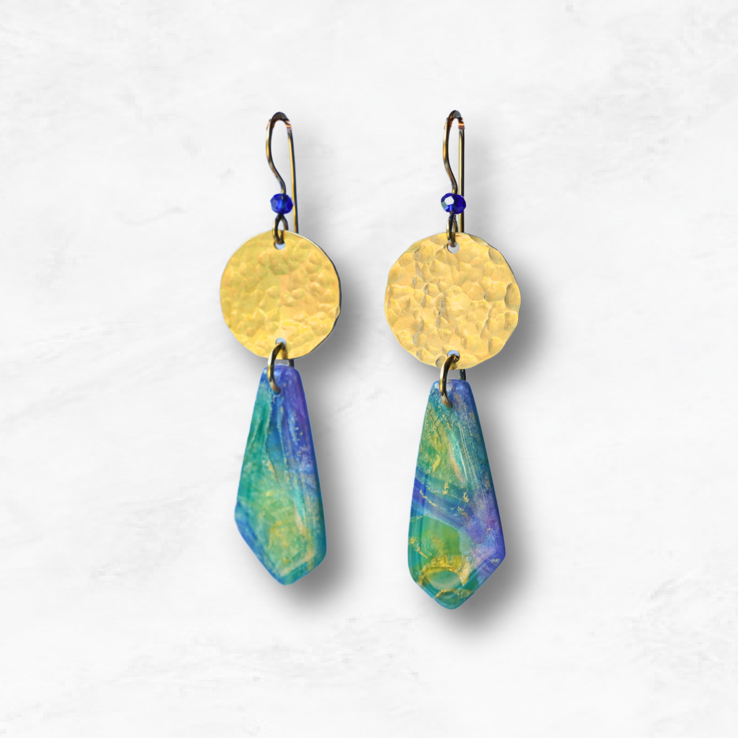 Lunara Earrings – Handcrafted Brass & Polymer Clay Statement Dangles