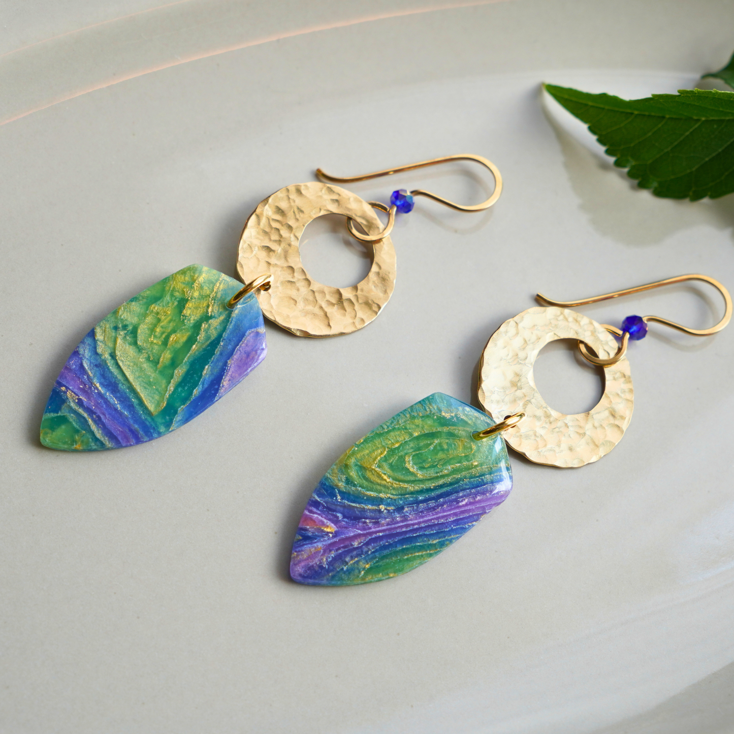 Oralith Dangle Earrings – Polymer Clay and Brass Statement Jewelry