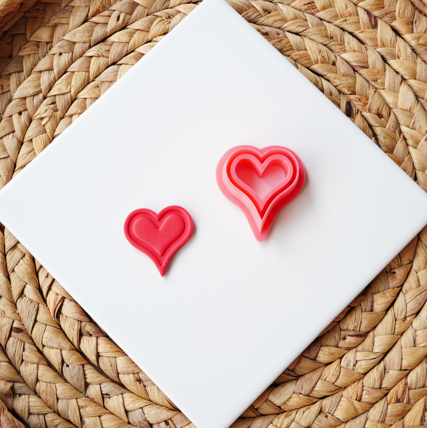 Puffed Heart Clay Cutter – Dimensional Charm with Debossed Detail