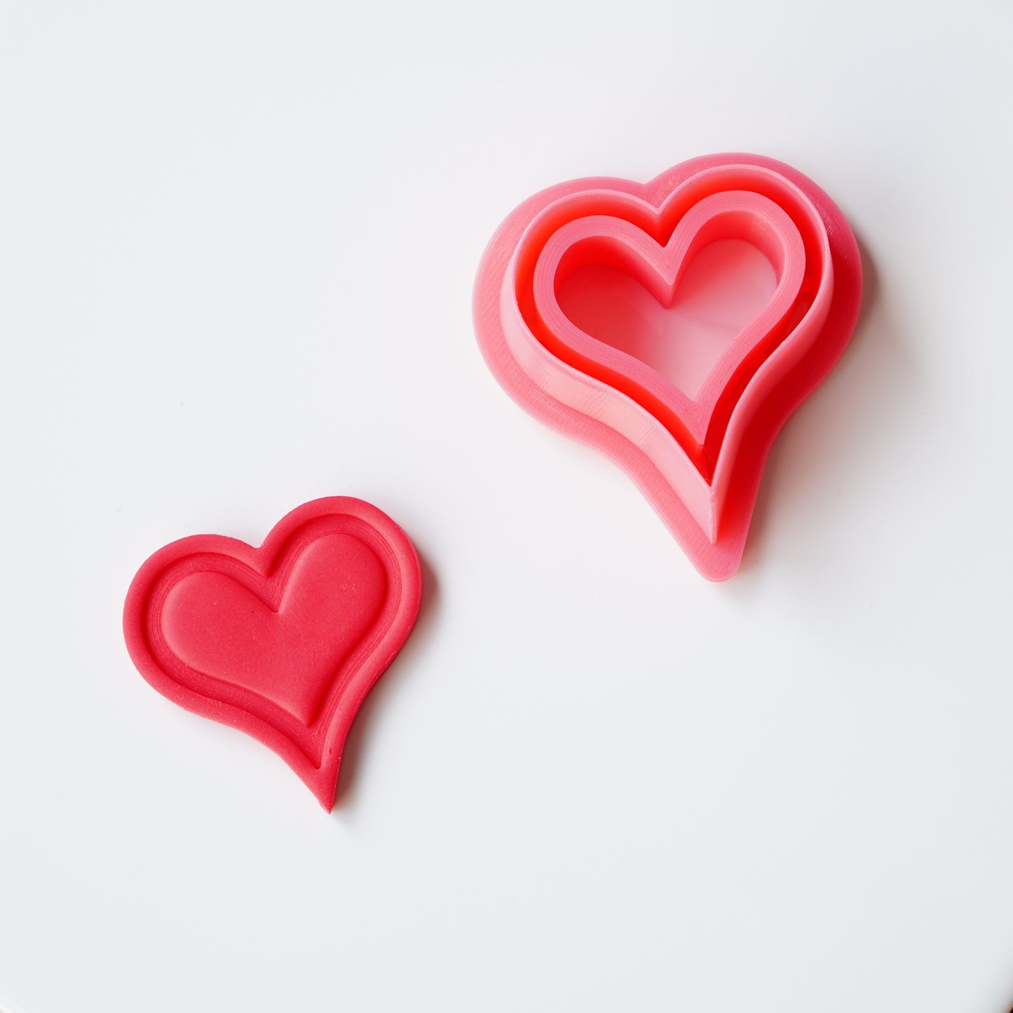 Puffed Heart Clay Cutter – Dimensional Charm with Debossed Detail