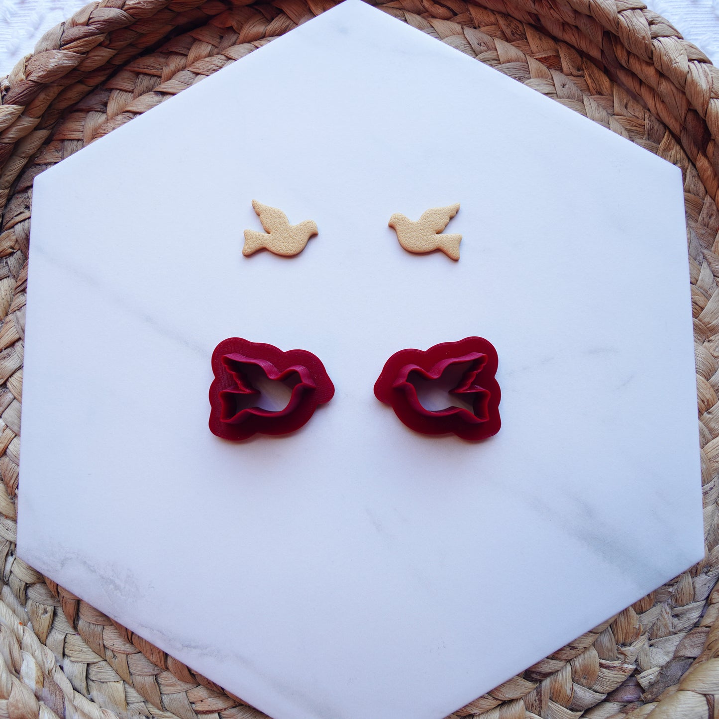 Mirrored Turtle Dove Clay Cutter Set - Symmetrical Earrings and Holiday Crafts