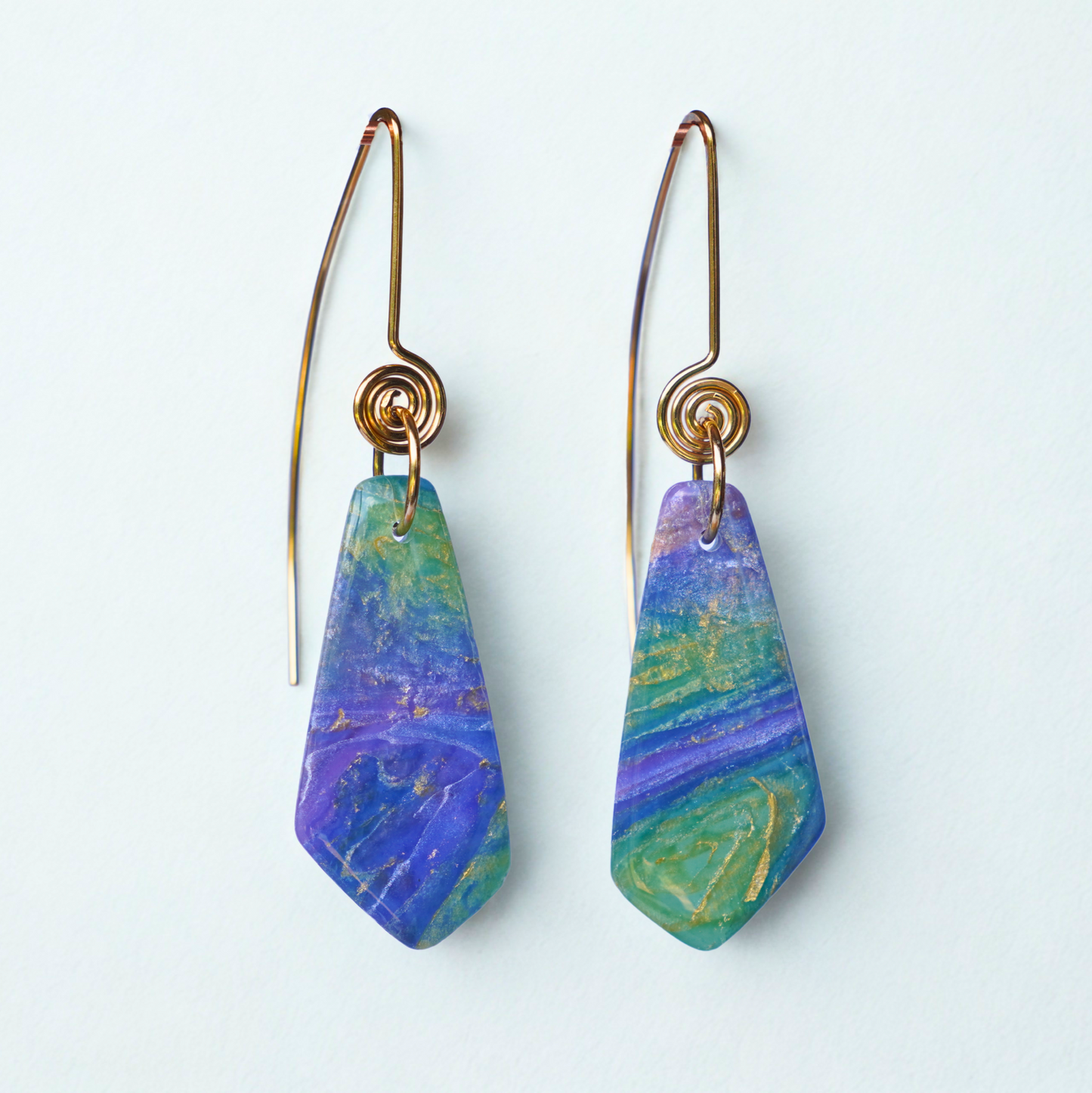 Verdara Earrings – Artisan Brass Spiral & Colorful Clay Jewelry