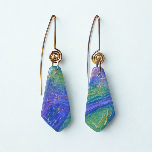 Verdara Earrings – Artisan Brass Spiral & Colorful Clay Jewelry