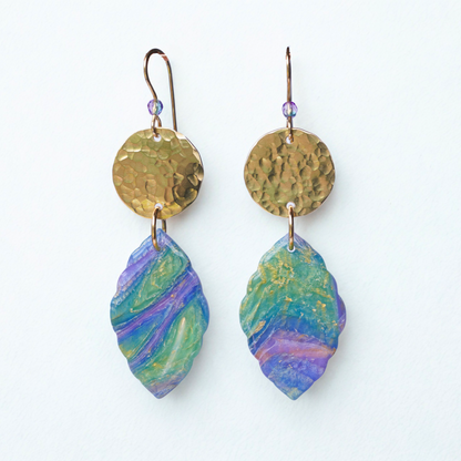 Mystic Aurora Earrings – Boho Brass, Clay & Crystal Dangles