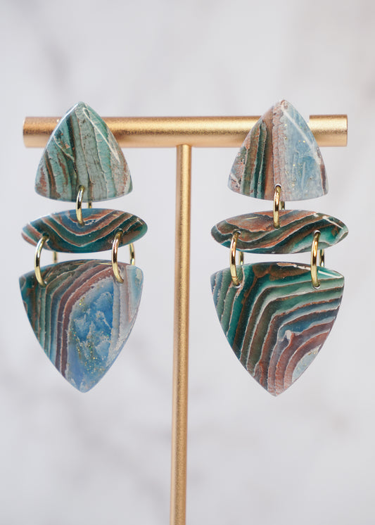 Earthy Agate Trio Earrings