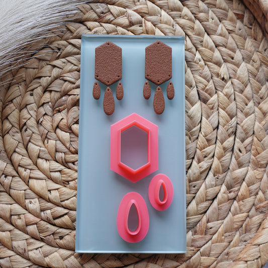 Elongated Hexagon Dangle Clay Cutter Set