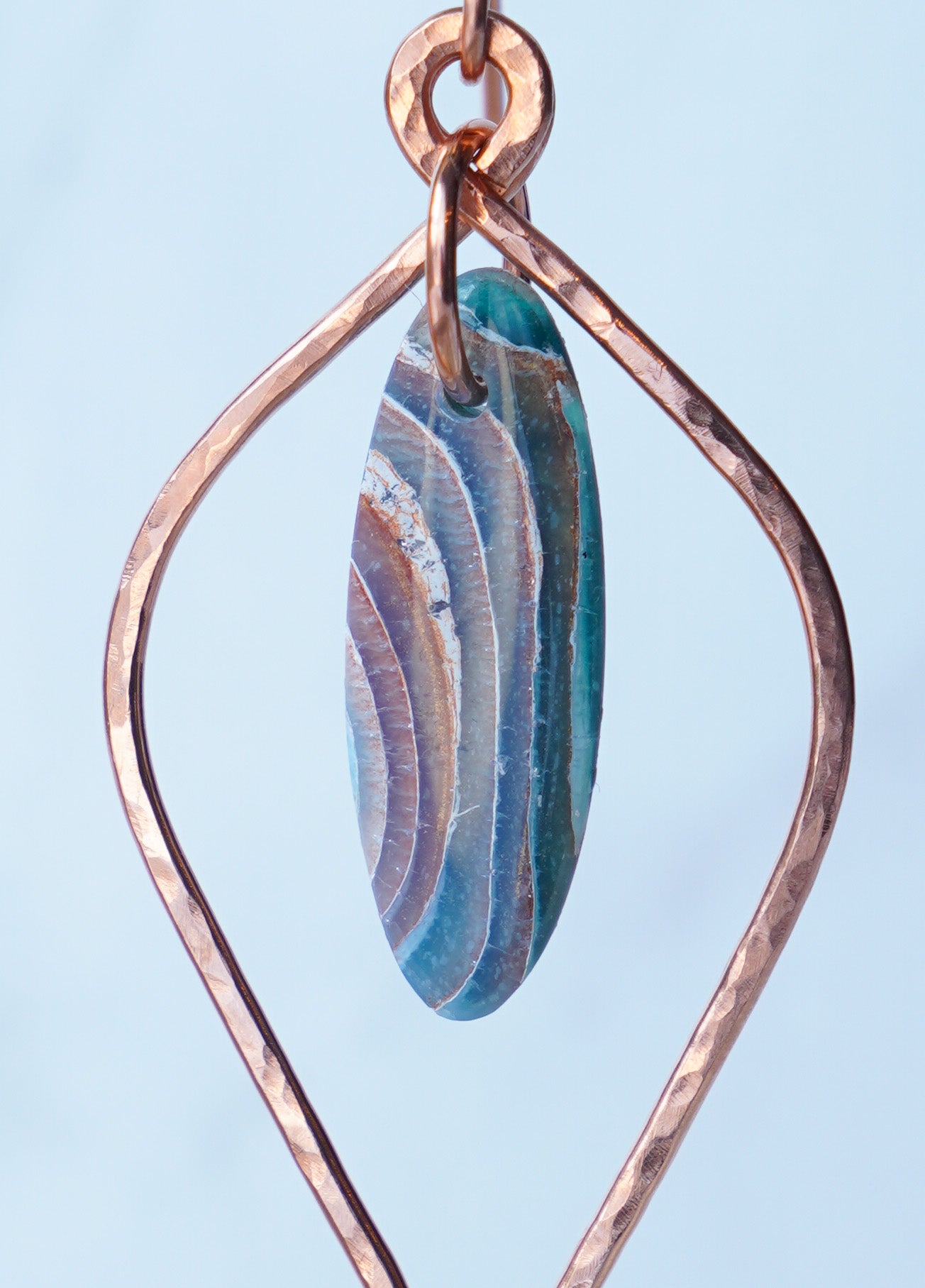 Hammered Copper Earthy Agate Clay Dangles