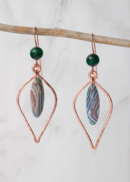 Hammered Copper Earthy Agate Clay Dangle Earrings