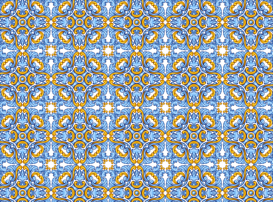 Italian Blue & Yellow Tile 4 Transfer Paper