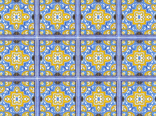 Italian Blue & Yellow Tile 3 Transfer Paper