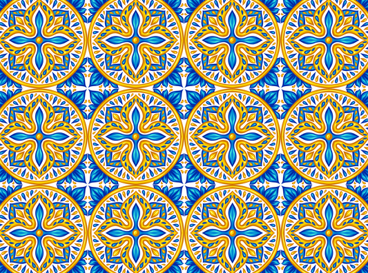 Italian Blue & Yellow Tile Transfer Paper