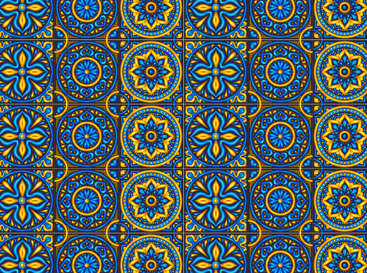 Italian Blue, Yellow, & Black Tile Transfer Paper