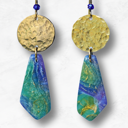 Lunara Earrings – Handcrafted Brass & Polymer Clay Statement Dangles