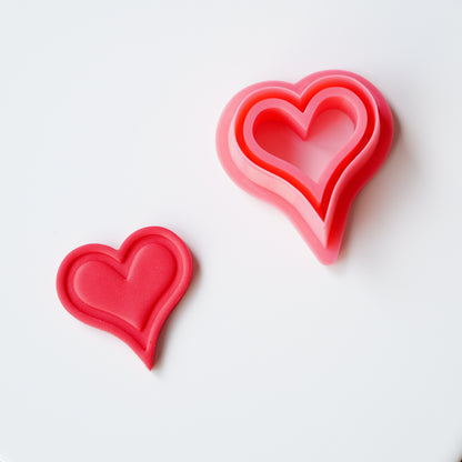 Puffed Heart Clay Cutter – Dimensional Charm with Debossed Detail