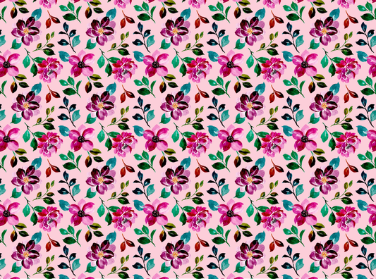 Pink & Purple Camellia Transfer Sheet – A Romantic Floral Touch