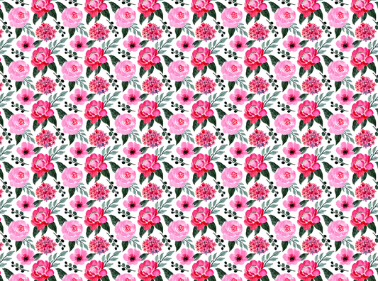 Pink Peony & Sage Green Floral – Springtime Transfer Sheet